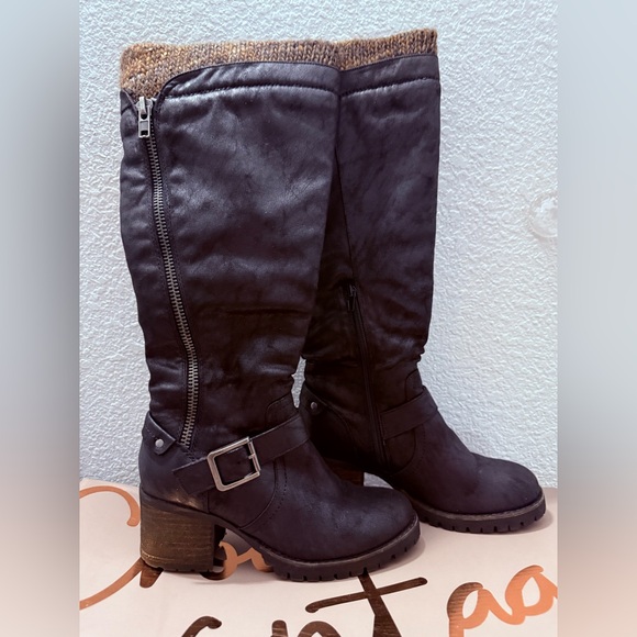 Crown Vintage Black Heeled Knee-High Boots size 8 Chellie - Picture 2 of 13